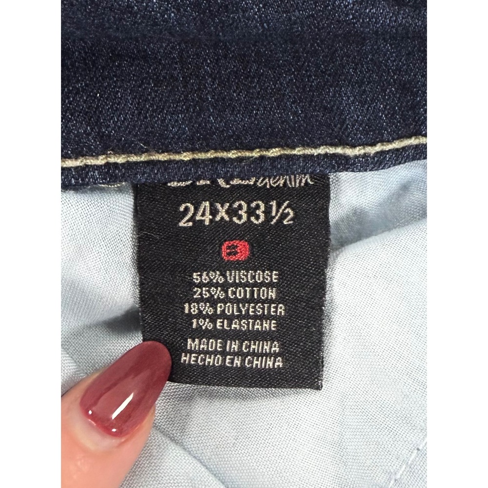 BKE Stella Low Rise Skinny Jeans 24L Stretch Cyber Y2K McBling Dark Wash Tall - Picture 6 of 11